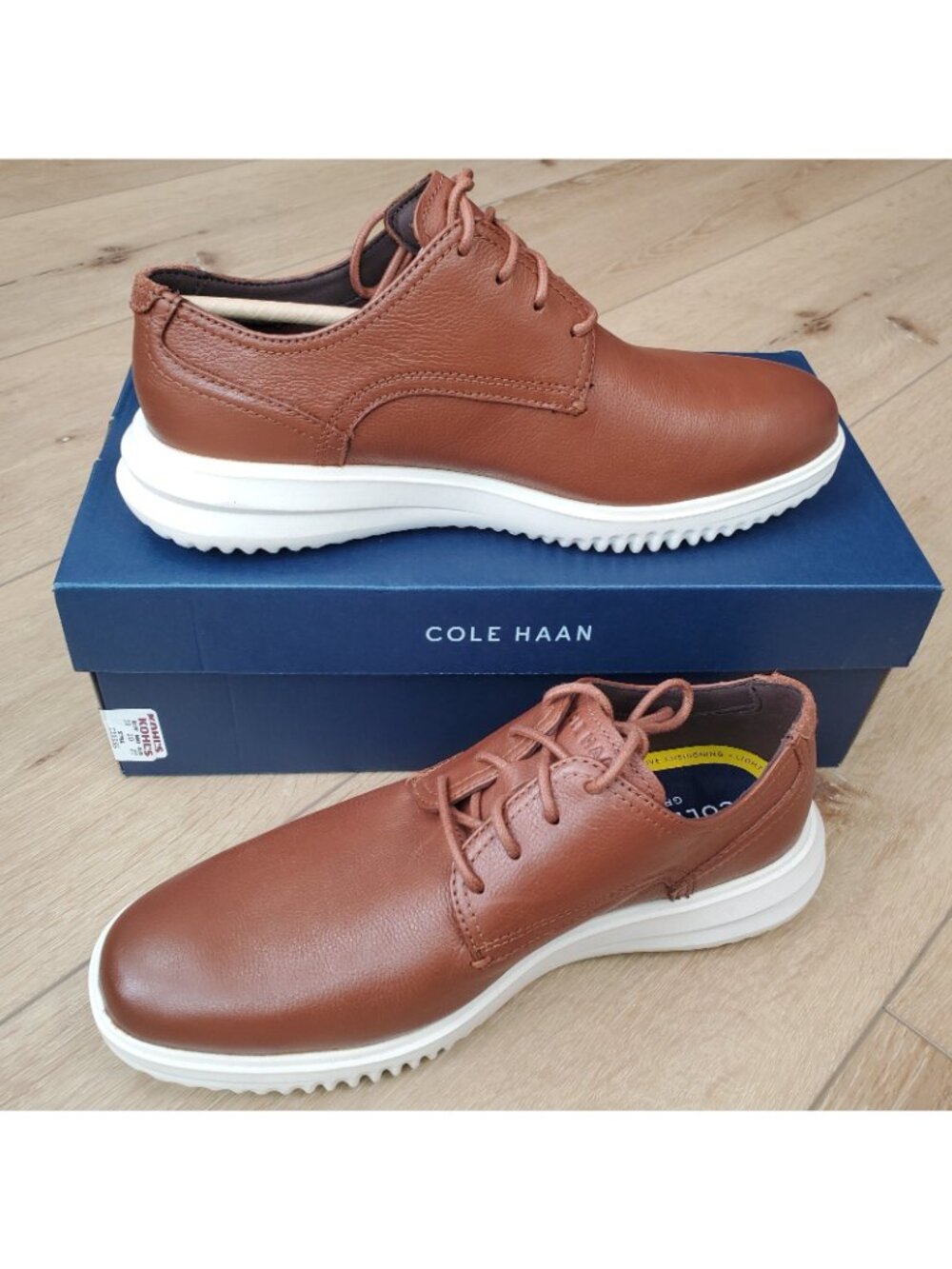 Cole Haan Grand+ Plain Toe Oxford Mens 8 M British Tan Leather Shoes C36935 NEW - Picture 2 of 9